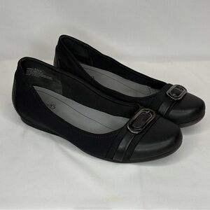 Women's Black Buckle Ballet Flats
